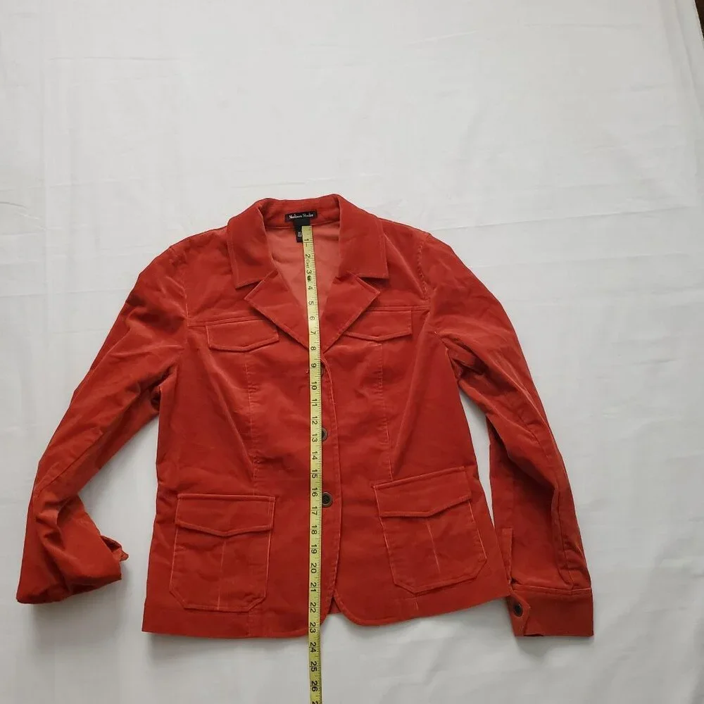 Madison Studio Women’s Rustic Red Corduroy Button Front Blazer Jacket Size 10 - Picture 12 of 12
